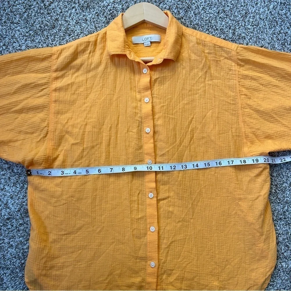 LOFT Orange Button Down Blouse Casual Fall Comfy XS